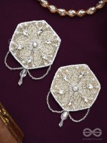 Tuhina- The Pristine Snowflake- Stones and Beads Embroidered Earrings