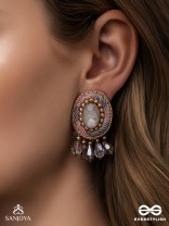 Arkasman- The Crystal Ball- Stones and Beads Embroidered Earrings 
