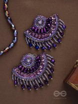 Amaati- The Blue Moon- Stones and Sequins Embroidered Earrings