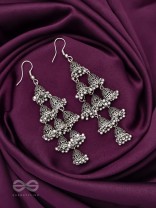 The Sheeny Web- Oxidised Statement Earrings