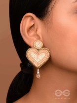 Girika- The Golden Heart- Sequins, Glass Drops & Beads Embroidered Earrings