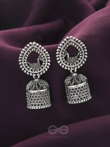 The Heavenly Swing- Oxidised Jhumka Earrings