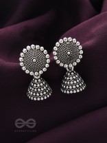 The Silver Sunrays - Oxidised Jhumka Earrings