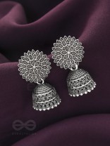 The Frozen Foliage- Oxidised Jhumka Earrings