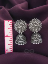 The Frozen Foliage- Oxidised Jhumka Earrings