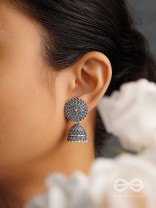 The Frozen Foliage- Oxidised Jhumka Earrings