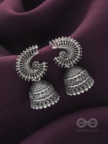 The Sterling Shell- Oxidised Jhumka Earrings