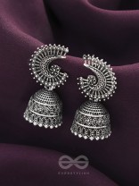 The Sterling Shell- Oxidised Jhumka Earrings
