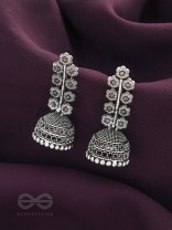 The Flower Branch- Oxidised Jhumka Earrings