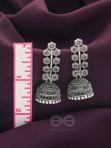 The Flower Branch- Oxidised Jhumka Earrings
