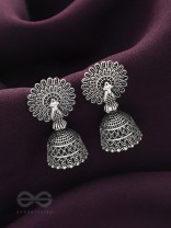 The Peacock's Paradise- Oxidised Jhumka Earrings
