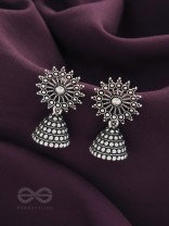 The Silver Sunbeams- Oxidised Jhumka Earrings