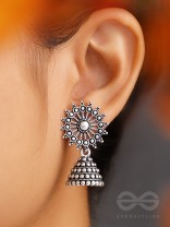 The Silver Sunbeams- Oxidised Jhumka Earrings