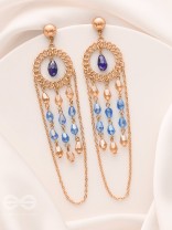 The Sapphire Rain- Golden Embellished Earrings