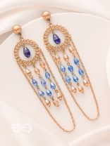 The Sapphire Rain- Golden Embellished Earrings