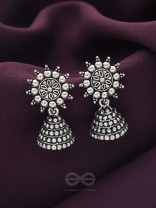 The Pearly Sun- Oxidised Jhumka Earrings