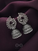 The Bird of Wonder- Oxidised Jhumka Earrings
