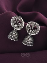 In Full Bloom- Oxidised Jhumka Earrings