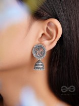 In Full Bloom- Oxidised Jhumka Earrings