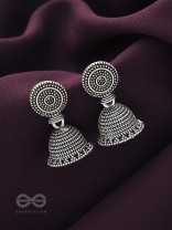 The Spotted Sun- Oxidised Jhumka Earrings