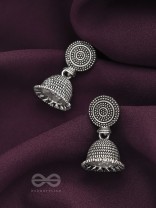 The Spotted Sun- Oxidised Jhumka Earrings