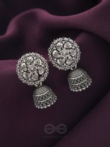 The Flower Nymph- Oxidised Jhumka Earrings