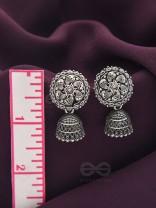 The Flower Nymph- Oxidised Jhumka Earrings
