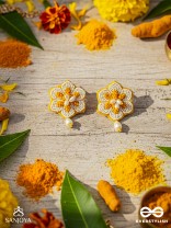 Elaana- The Charming Marigold- Pearls and Resham Embroidered Earrings