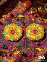 Maneeka- The Beautiful Bloom- Mirror and Resham Embroidered Earrings