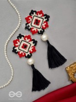 Manikya - The Lovely Ruby - Pearls And Resham Hand Embroidered Earrings
