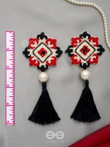Manikya - The Lovely Ruby - Pearls And Resham Hand Embroidered Earrings