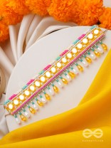 Suvarna - The Golden Stunner - Mirror, Lace And Beads Hand Embroidered Choker Neckpiece