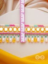 Suvarna - The Golden Stunner - Mirror, Lace And Beads Hand Embroidered Choker Neckpiece