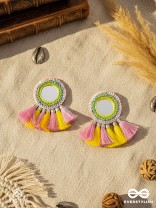 Aatapa - The Warm Sunrays - Mirror, Resham And Sequins Hand Embroidered Earrings