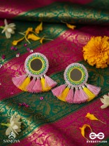 Aatapa - The Warm Sunrays - Mirror, Resham And Sequins Hand Embroidered Earrings