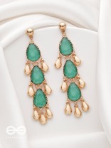 The Emerald Elegance- Golden Embellished Earrings