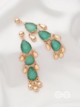 The Emerald Elegance- Golden Embellished Earrings