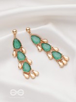 The Emerald Elegance- Golden Embellished Earrings