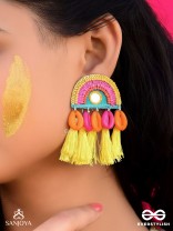 Inodaya- The Alluring Sunrise- Resham and Sequins Embroidered Earrings