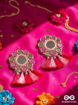 Khavari- The Dewdrops- Mirror and Resham Embroidered Earrings