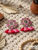Khavari- The Dewdrops- Mirror and Resham Embroidered Earrings