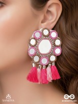 Khavari- The Dewdrops- Mirror and Resham Embroidered Earrings