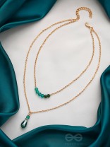 The Sea Of Emeralds- Golden Embellished Necklace With Anti-Tarnish Coating