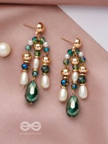 The Ever'green' Beauty- Golden Embellished Earrings