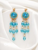 The Elixir Rain- Golden Embellished Earrings