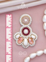 Aartava- The Blooming Flower- Pearl Drops and Glass Drops Embroidered Earrings