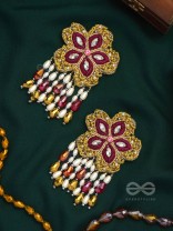 Samkrama- The Falling Stars- Stones and Beads Embroidered Earrings