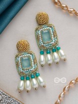Mandara- The Lucent Mirror - Stones and Pearl Drops Embroidered Earrings