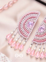 Suvana- The Pink Moon- Pearls and Stones Embroidered Earrings