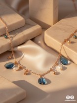 The Jade Oysters- Golden Embellished Necklace With Anti-Tarnish Coating 